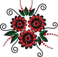 a drawing of a flower with red and black Colors. vector