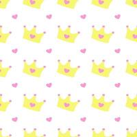 Pattern with crowns for a little prince or princess. Seamless pattern for background, birthday, party vector