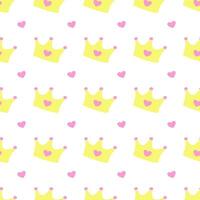 Pattern with crowns for a little prince or princess. Seamless pattern for background, birthday, party vector