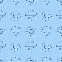 A cloud with rain and sunshine. A cute, minimalist set of wall art for the children's room. Seamless pattern collection. Children's design by Doodle. vector