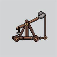 píxel Arte ilustración guerra catapulta. pixelado guerra catapulta. medieval guerra catapulta pixelado para el píxel Arte juego y icono para sitio web y juego. antiguo colegio retro vector