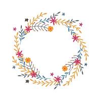 Greeting card with flower wreath vector