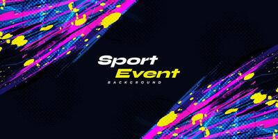 Sports Background with Colorful Brush and Halftone Effect. Grunge Banner with Brush Texture Elements vector