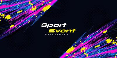 Sports Background with Colorful Brush and Halftone Effect. Grunge Banner with Brush Texture Elements vector