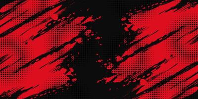 Abstract Red and Black Dirty Grunge Background with Halftone Effect. Sports Background with Brush Stroke Illustration vector