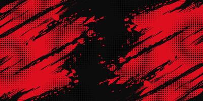 Abstract Red and Black Dirty Grunge Background with Halftone Effect. Sports Background with Brush Stroke Illustration vector