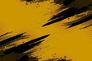 Abstract Black and Yellow Dirty Grunge Background with Halftone Effect. Sports Background with Brush Stroke Illustration vector