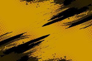 Abstract Black and Yellow Dirty Grunge Background with Halftone Effect. Sports Background with Brush Stroke Illustration vector