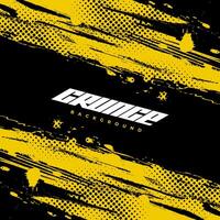 Abstract Black and Yellow Dirty Grunge Background with Halftone Effect. Sports Background with Brush Stroke Illustration vector