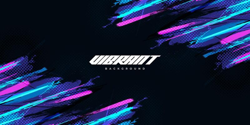 Abstract and Colorful Brush Background with Halftone Effect. Brush Stroke Illustration for Banner, Poster, or Sports Background. Scratch and Texture Elements For Design