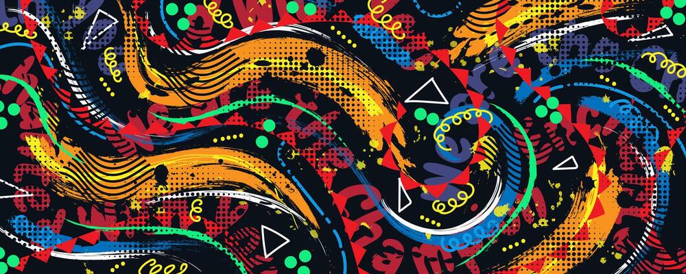 Abstract and Creative Art Background with Brush Texture and Scribbled Lines in Collage Design Style. Creative Design Suitable for Sports Banner or Poster