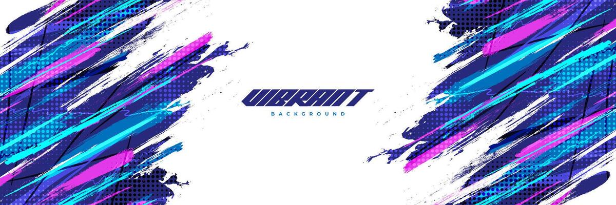Abstract and Colorful Brush Background with Halftone Effect. Brush Stroke Illustration for Banner, Poster, or Sports Background. Scratch and Texture Elements For Design