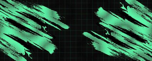 Abstract Black and Green Dirty Grunge Background with Halftone Effect. Sports Background with Brush Stroke Illustration vector