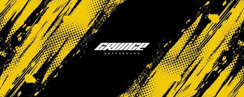 Abstract Black and Yellow Dirty Grunge Background with Halftone Effect. Sports Background with Brush Stroke Illustration vector