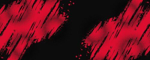 Abstract Red and Black Dirty Grunge Background with Halftone Effect. Sports Background with Brush Stroke Illustration vector