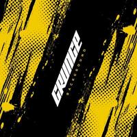 Abstract Black and Yellow Dirty Grunge Background with Halftone Effect. Sports Background with Brush Stroke Illustration vector