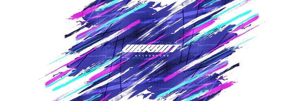Abstract and Colorful Brush Background with Halftone Effect. Brush Stroke Illustration for Banner, Poster, or Sports Background. Scratch and Texture Elements For Design vector