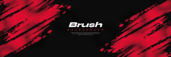 Abstract Red and Black Dirty Grunge Background with Halftone Effect. Sports Background with Brush Stroke Illustration vector