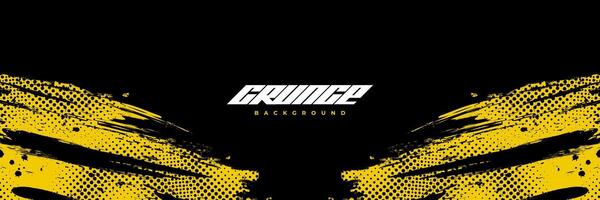 Abstract Black and Yellow Dirty Grunge Background with Halftone Effect. Sports Background with Brush Stroke Illustration vector