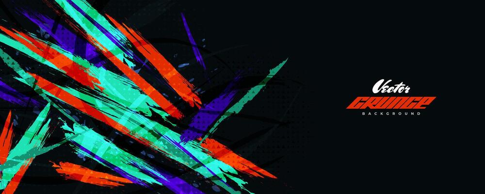 Abstract and Colorful Brush Background with Halftone Effect. Brush Stroke Illustration for Banner, Poster, or Sports Background. Scratch and Texture Elements For Design