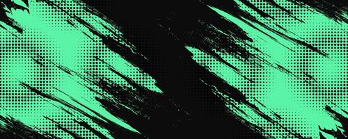Abstract Black and Green Dirty Grunge Background with Halftone Effect. Sports Background with Brush Stroke Illustration vector