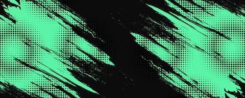 Abstract Black and Green Dirty Grunge Background with Halftone Effect. Sports Background with Brush Stroke Illustration vector