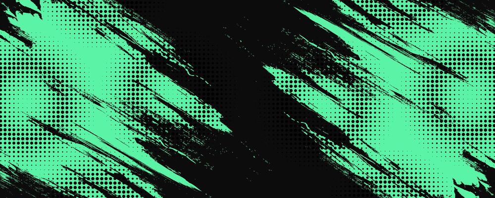 Abstract Black and Green Dirty Grunge Background with Halftone Effect. Sports Background with Brush Stroke Illustration