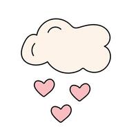 Cloud with hearts in doodle style. vector