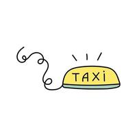 Taxi símbolo en garabatear estilo. vector