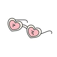 Heart shaped glasses in doodle style. vector