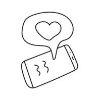 SMS with hearts in doodle style. vector