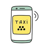 Taxi símbolo en garabatear estilo. vector