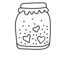 Jar with a heart in doodle style. vector