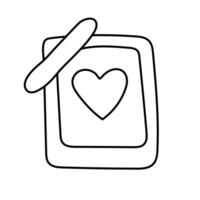 Postcard, sticker with a heart in doodle style. vector