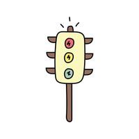 Traffic light in doodle style. vector