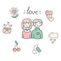 Lovers in doodle style. illustration isolated on white background vector