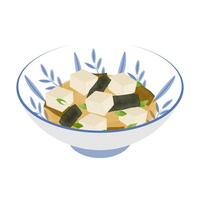 ilustración japonés miso sopa en un cuenco vector