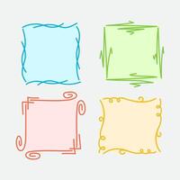 Set of colorful hand drawn square frames vector