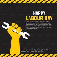 Labour Day celebration background with tools in flat style vector