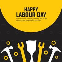 Happy Labour Day celebration background with tools in flat style vector