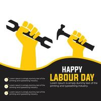 Happy Labour Day celebration background with tools in flat style vector