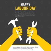 contento labor día celebracion antecedentes con herramientas en plano estilo vector