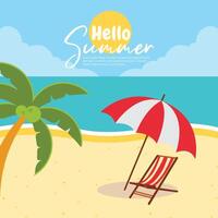 Flat background for summer beach sunset vector