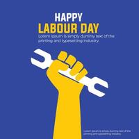 Labour Day celebration background with tools in flat style vector