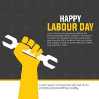 contento labor día celebracion antecedentes con herramientas en plano estilo vector