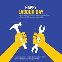 Happy Labour Day celebration background with tools in flat style vector