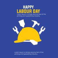 Happy Labour Day celebration background with tools in flat style vector