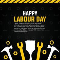 Happy Labour Day celebration background with tools in flat style vector