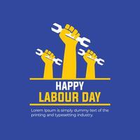 Labour Day celebration background with tools in flat style vector