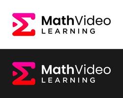 matemáticas educación icono y jugar botón logo diseño. vector